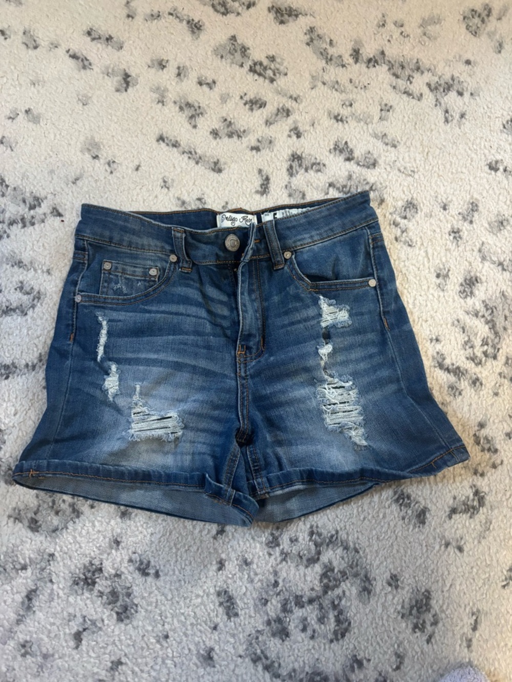 Indigo Rein Blue Distressed Denim Cutoff Shorts